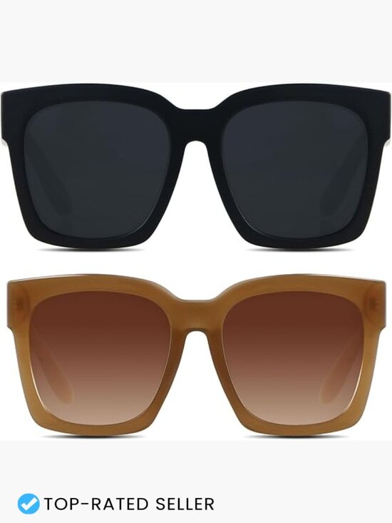 Oversized Square Sunglasses Retro Trendy UV Protection Large Wide Frame Shades main image 7